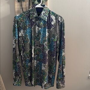 Inserch Icon Button up Men's Multicolor Paisley longSleeve Shirt pre owned